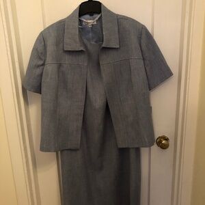 Tradition size 18 sleeveless blue dress with a short little dress overcoat.